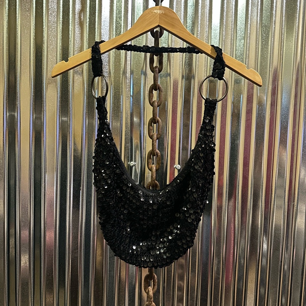 Black Sequin Shoulder Bag